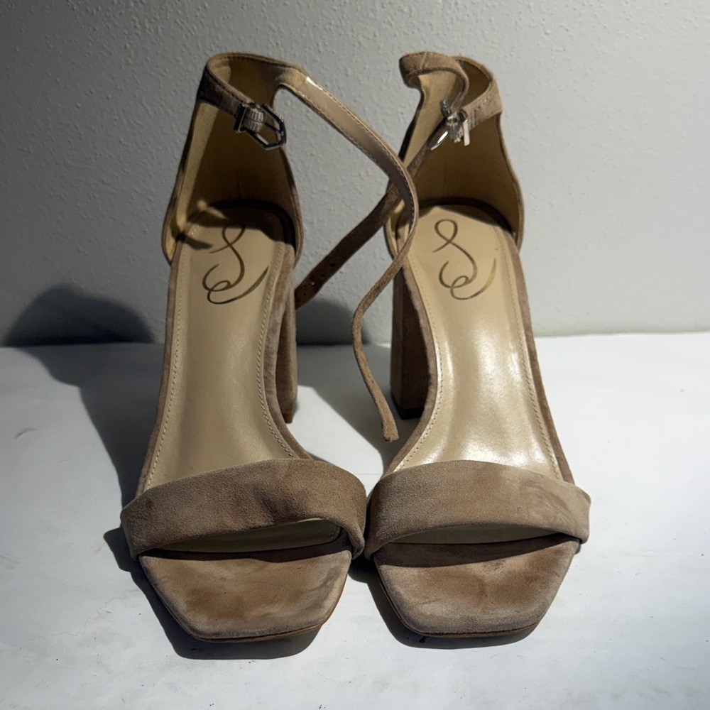 Used Sam Edelman Elegant Tan Ankle Strap Heels Daniella sandals womens 8.5